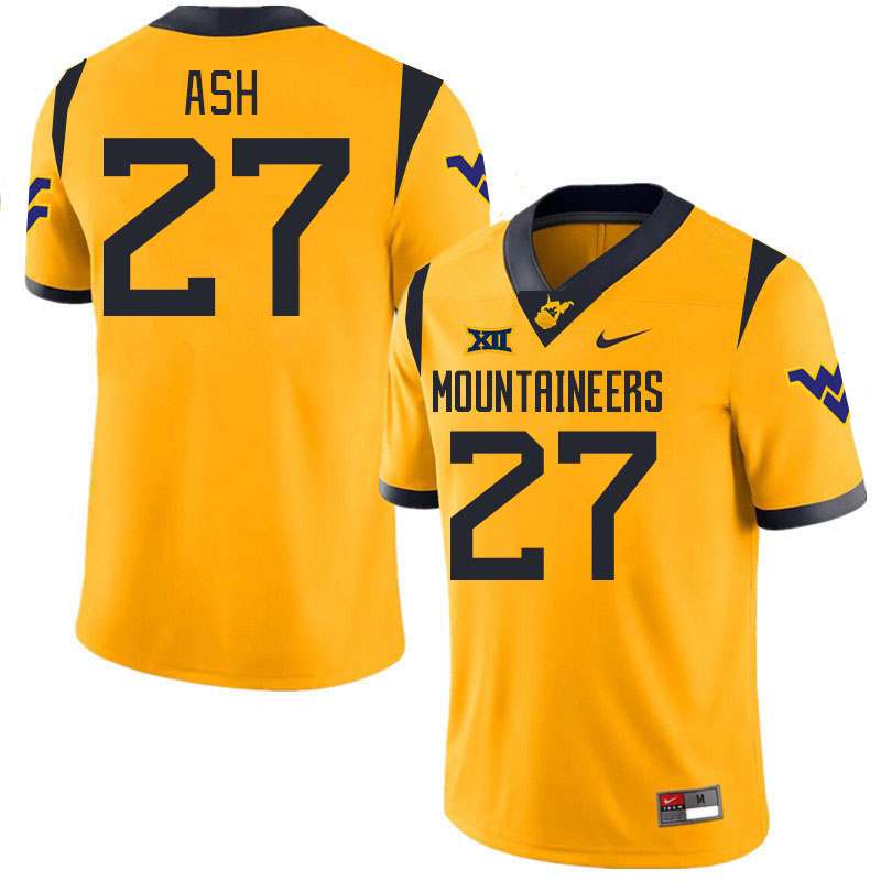 Men #27 Clay Ash West Virginia Mountaineers College 2024 New Uniforms Football Jerseys Stitched Sale